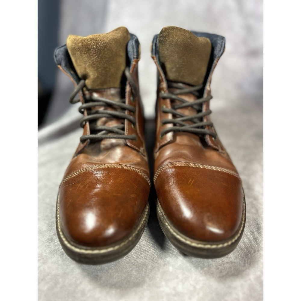 Franco Fortini Dillan Men's 11M Brown Leather Cap Toe Lace Up Ankle Boots